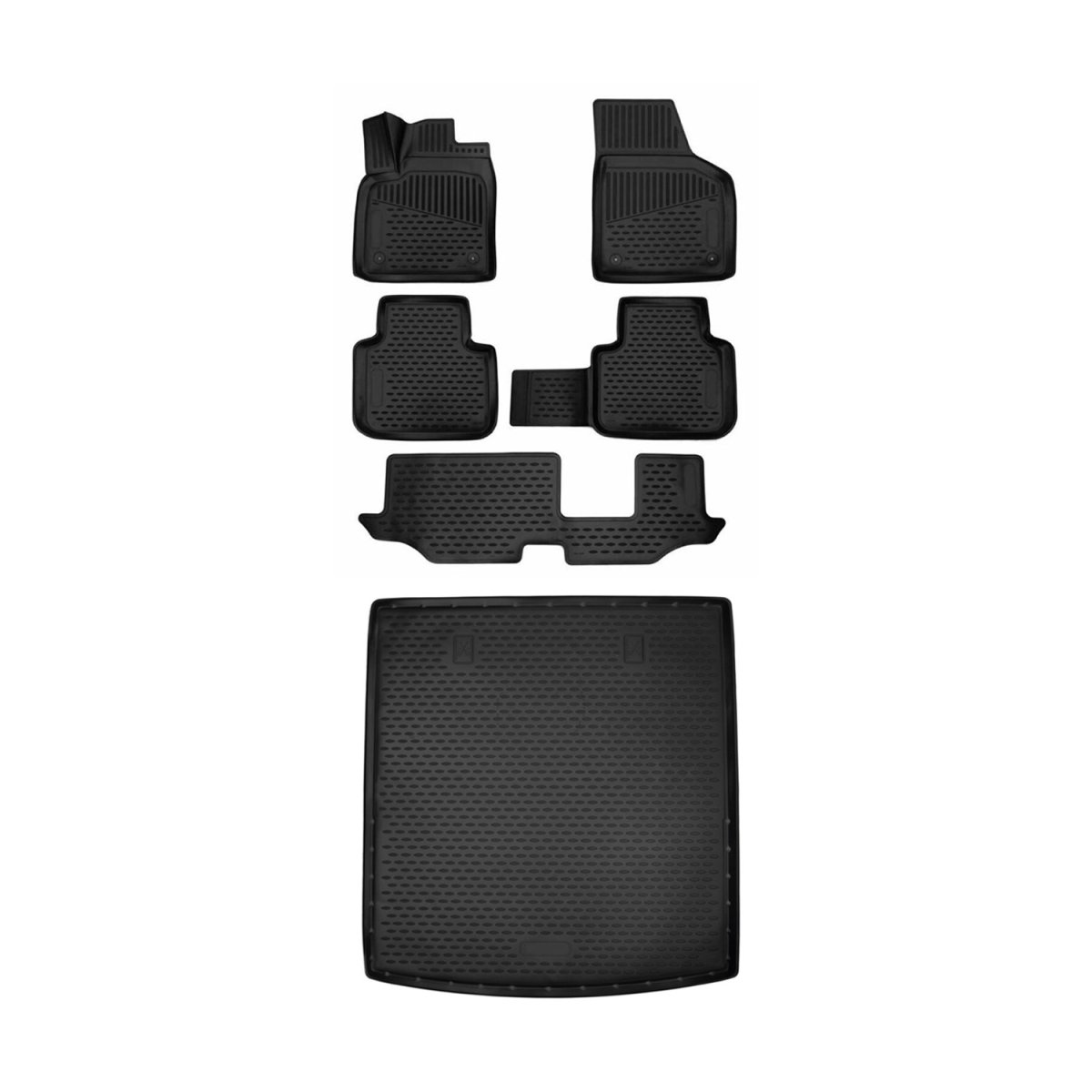 Volkswagen Atlas 3D Floor-Trunk Mats - Omac - SUV Kit - Black - 2018-2025